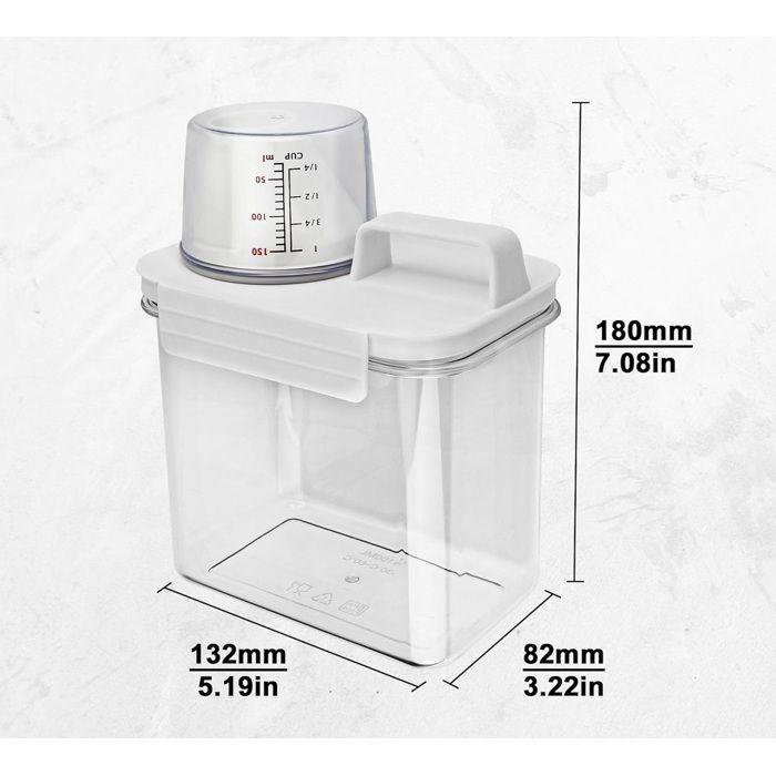 Boîte de rangement pour poudre à laver, distributeur de détergent hermétique avec verre doseur 1800 ml