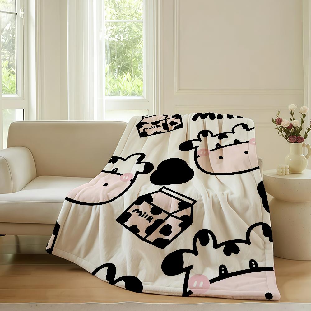 

Holstein Spots Cow Texture Blanket Warm Soft Suitable For Bedroom Sofa Bed Living Room Office Travel Camping Gifts 100x150cm