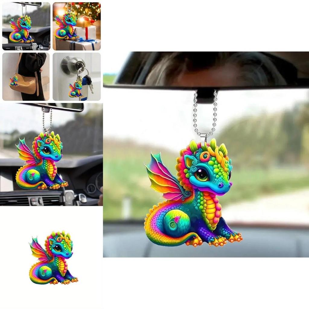 Acrylic Stylish Cartoon Dinosaur Rearview Mirror Pendant Fun Interior Car Decoration