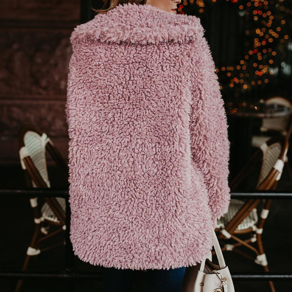 Dámský teplý kabát/bunda z umělé kožešiny, jednobarevný, dlouhý, silný kardigan, svrchní oděv