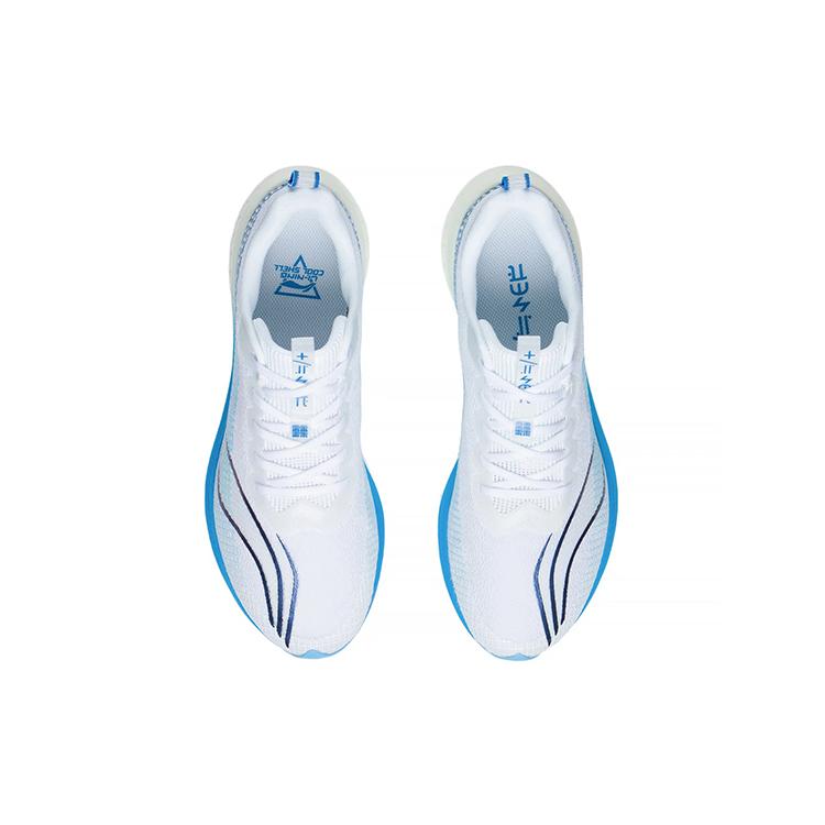 Li Ning Red Hare 5 Pro Stoff Dämpfung Rutschfest Abriebfest Niedrig geschnitten Laufschuhe Herren Weiß Blau ARMS003-10