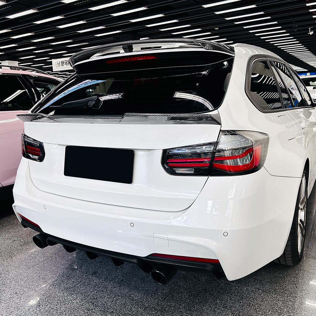 For BMW 3 Series F31 2013-2019 Touring MP Style High Quality ABS Car Mid Wing Spoiler Glossy Black Carbon Fiber Loo Body Kit