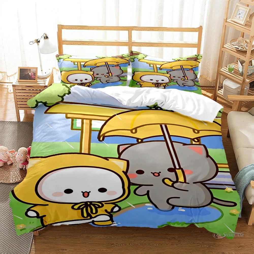 Roztomilý Bubu Dudu Kreslený Medvídek Panda Povlak na přikrývku Kawaii Soupravy povlečení Měkké povlaky na přikrývku a povlaky na polštáře Single/Double/Queen/King Boys