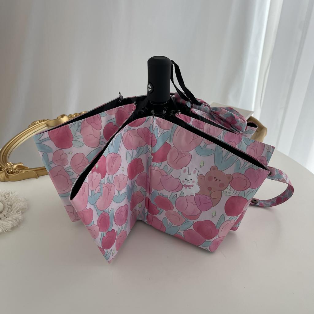 Cute Girl Sun Umbrella Mini Folding Sun Protection UV Protection Sunny and Rain Dual Purpose Sun Umbrella