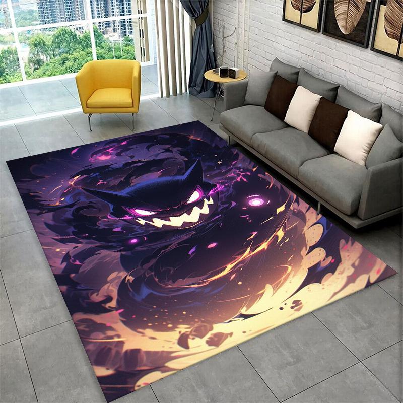 Cute Gengar Pokemon Cartoon Non-Slip Area Rug for Living Room,Bedroom,Playroom,Soft Carpet Floor Mat Home Decor Rug Kids Room
