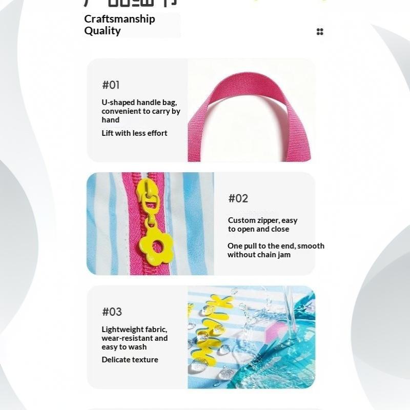 Breathable Water Resistant Shoe Storage Bag With Zipper Cute Striped Print Perfect For Travel Beach Trips Daily Use