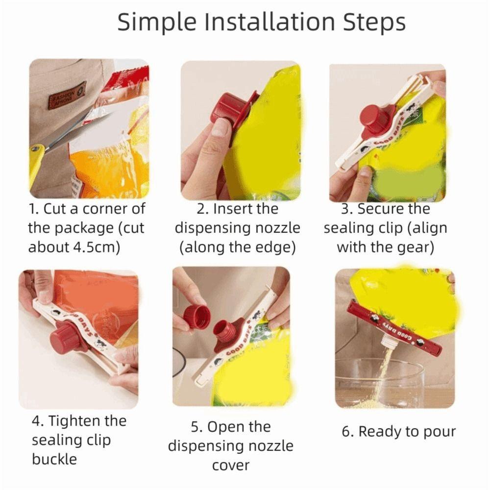 1/5Pcs Screw Cap Seasoning Sealing Clip Cartoon Moisture-proof Food Bag Clips with Plastic Spout Adjustable Spice Jar Lids
