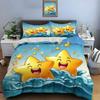 Star Duvet Set 200x200cm 2/3 Piece Set, Single Double Bed Microfiber Duvet Cover Pillowcase Kids Girls Bedding Set Gift