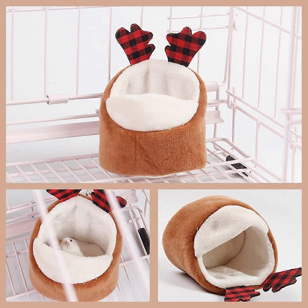 Guinea Pig Bed,Warm Hamster Bed Cozy Pet House with Soft Removable Cushion Hideout Cage Winter Nest Accessories for Small Animals Rabbit Ferret Hedgeh