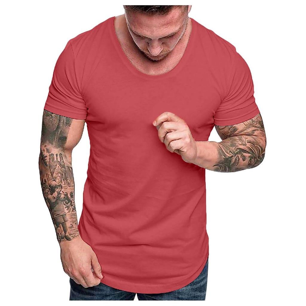 Fashion Men's Summer Slim Fit Casual  Short Sleeve T-shirt Top Blouse