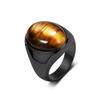 Trend Jewelry Oval Egg-shaped Tiger's Eye Stone Ring Men's Niche Literary High-end Titanium Steel Index Finger Ring