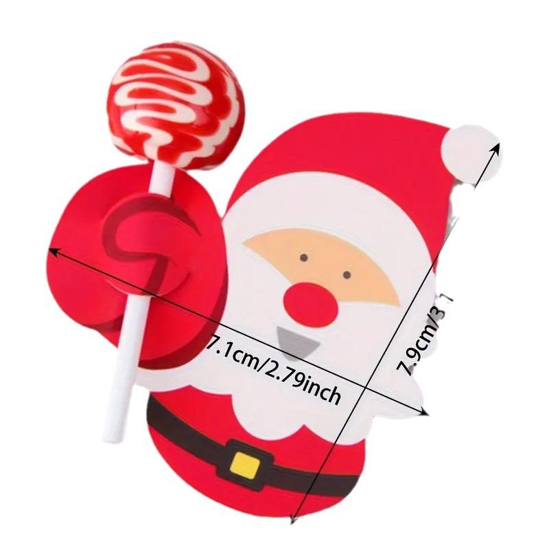 50pcs Christmas Lollipop Paper Cards Cartoon Santa Claus Penguin Kids Candy Gifts Package Wrapping New Year Party Decoration