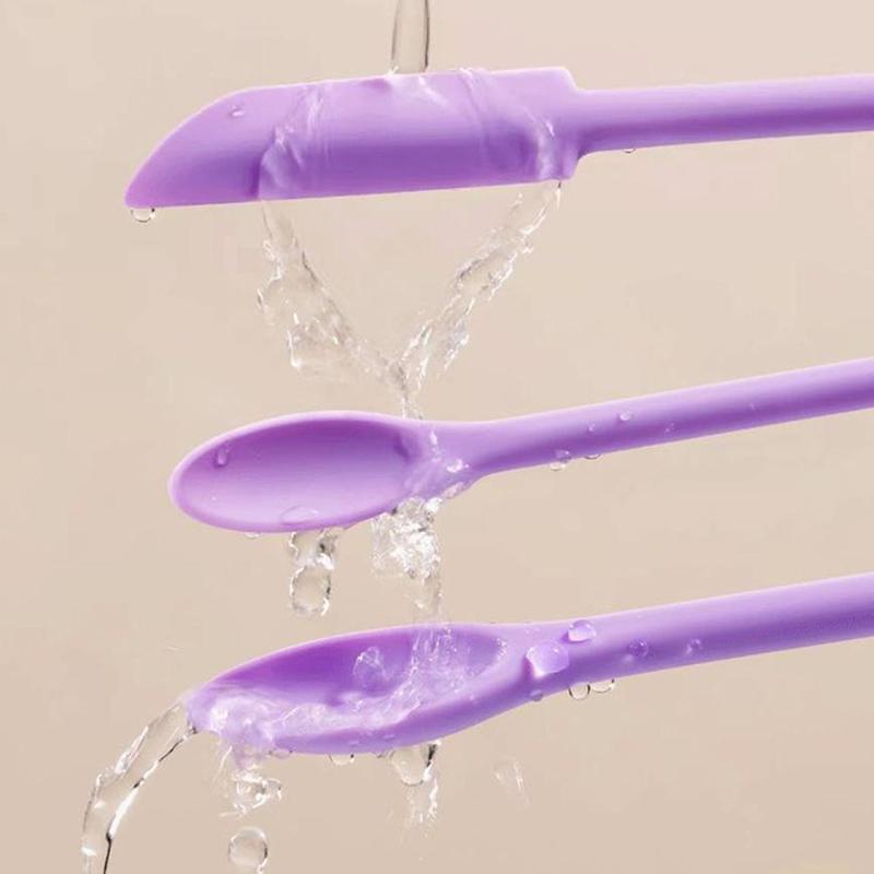 3 Pcs Silicone Spatula Set Double-Headed Scraper Cosmetic Jam Cream Deep Bottle Mini Spatula Lengthened Small Tip Spa Makeup Tool