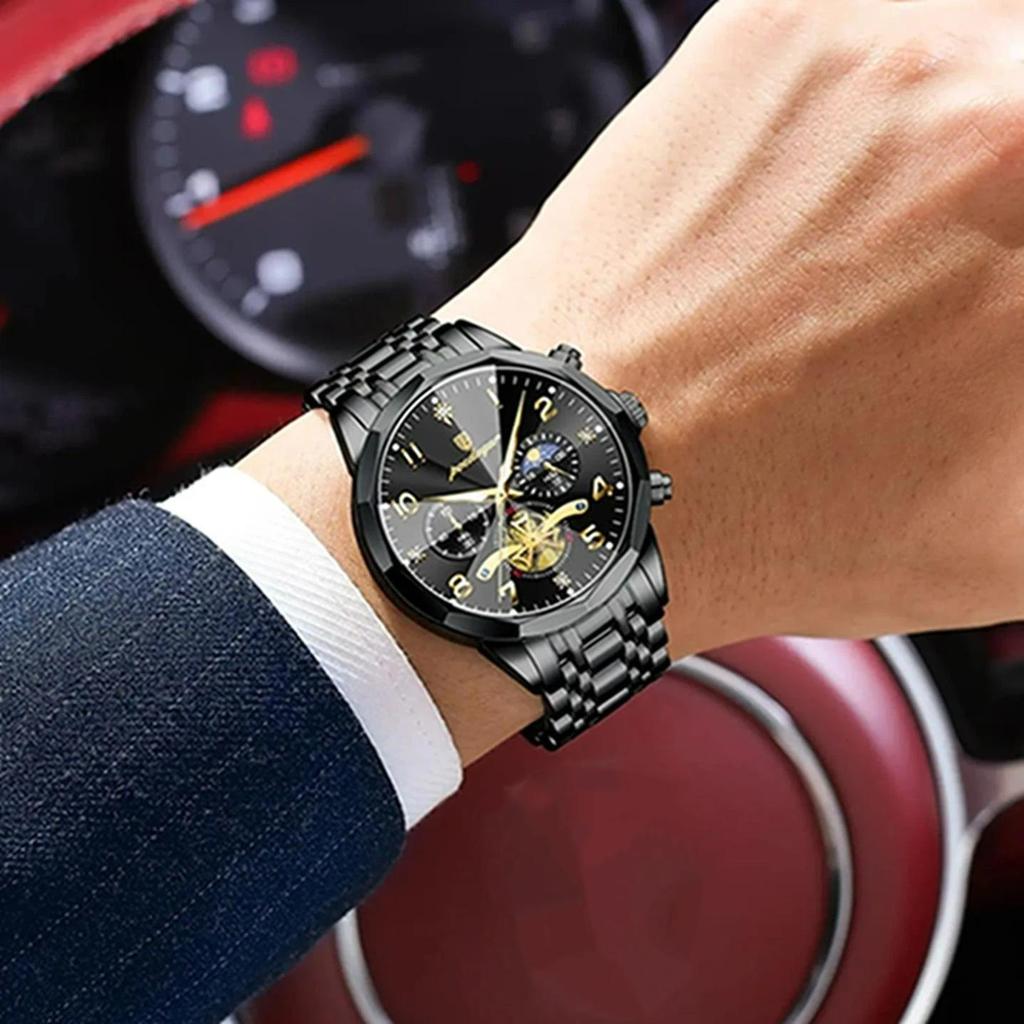 POEDAGAR Exquisite Business Men Watch Waterproof Luminous Chronograph Luxury Man Watches Stainless Steel Men's Quartz Wristwatch