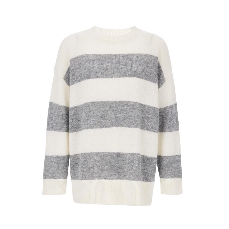 VEROMODA 2025 Spring Round Neck Color Block Stripe Knitted Sweater