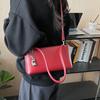 Red Bridal One Shoulder Underarm Bag Texture PU Versatile Crossbody Bags Spring Summer New Style Simple Handbag with Pendant