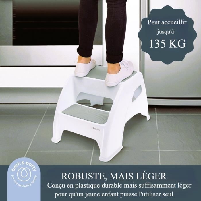 Step Stool - DREAMBABY - Toddler &; Me 2 Up - Non-slip and Textured - Up To 135kg for Small Children and Adults - Grey