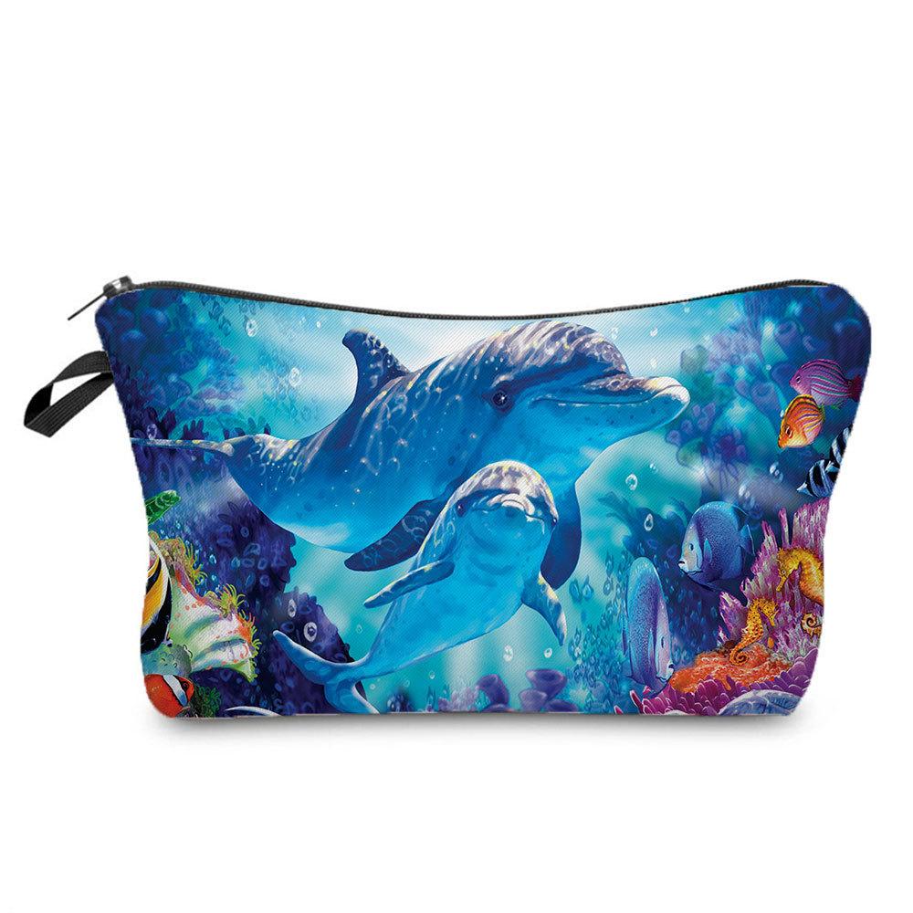 Women Marine life Print Cosmetic Bag Toiletries Organize Travel Storage Case 6862
