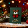 4PCS Green Style Christmas Greeting Card Set Pearlescent Paper 3D Felt Invitations  Postcards Christmas Party Gift Souvenirs ZYF