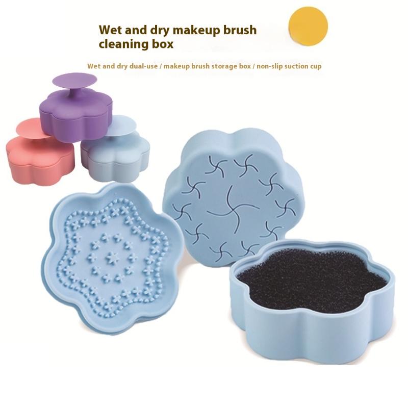 Silicone Cleaner Mat Portable Foldable Pad For Tools Makeup Brush Cleaning Box Soft Mat With Convex Texture Brush