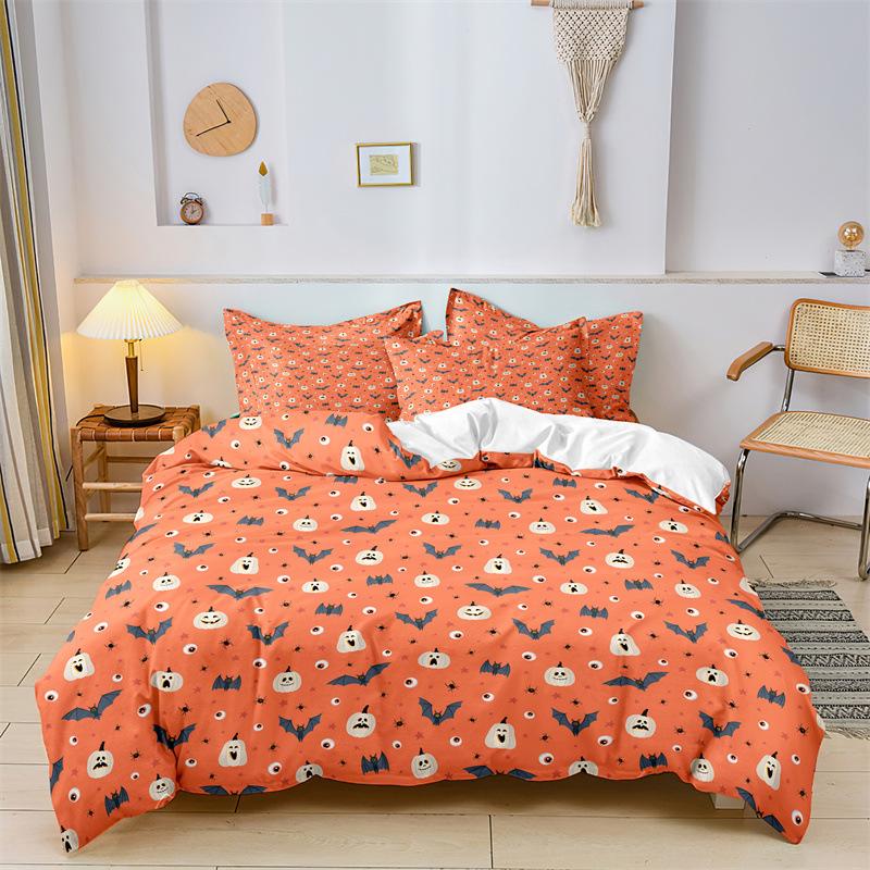 

Комплект постельного белья 3D Halloween King Queen Bed Пододеяльник Наволочка 2/3 шт. Тыквенное привидение Покрывало Комплект для детей и взрослых Подарок Baby 100x135cm