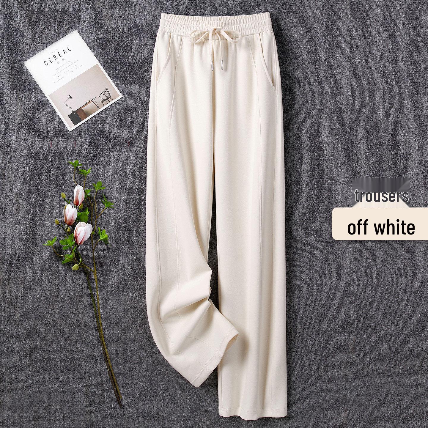 

Plus Size Women s Summer White Wide-Leg Elastic Waist Pants - Casual, Drapey, Stretchy Style 3XL
