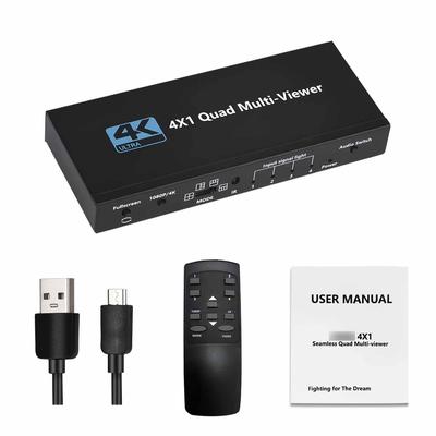4K High Definition Multimedia Interface Splitter 4 In 1 Out Signal Screen Switcher with Remote Control