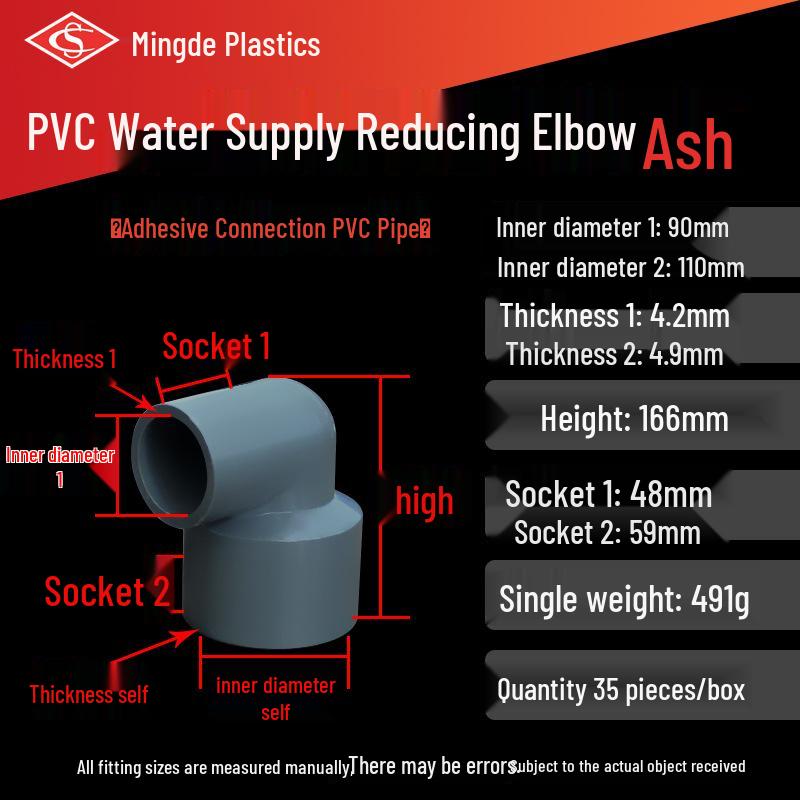 PVC 90° Reduzierbogen Wasserrohrverschraubung
