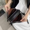 2025 Summer New Genuine Leather Handheld Small Square Bag Fashion Woven Double Zipper Single Shoulder Crossbody Small Bag Casual Women's Bag