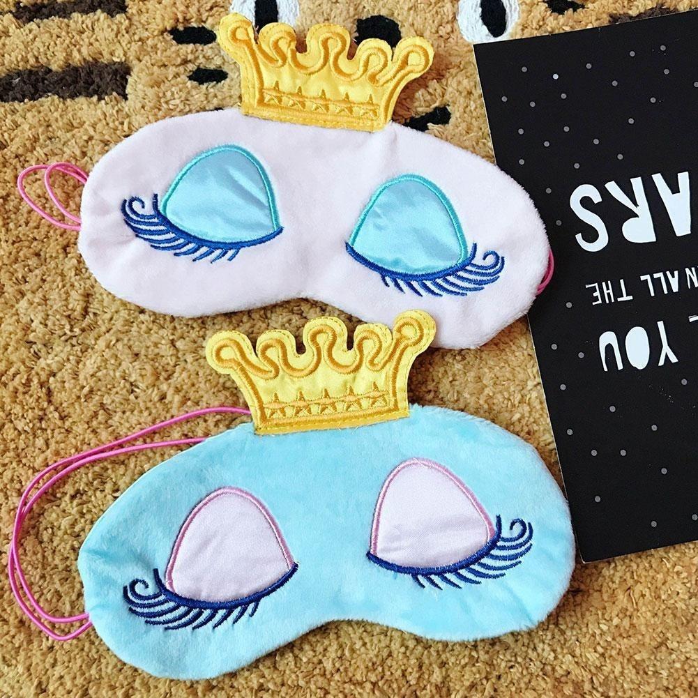 Cute Eyes Cover Crown Style Travel Sleeping Blindfold Shade Eye Mask (Color:Light blue,Pink)