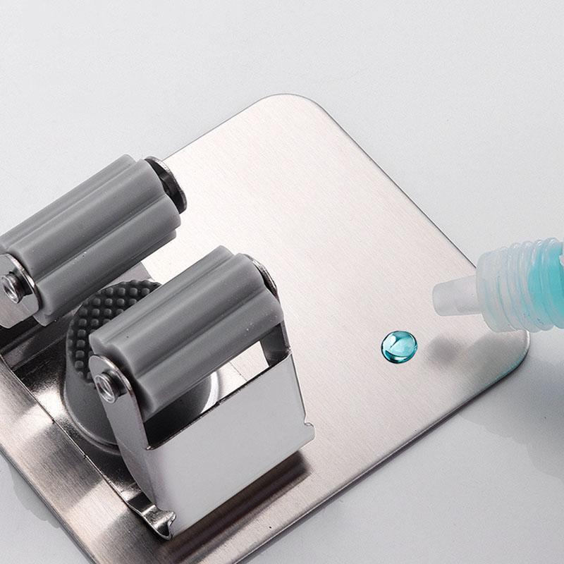Houseeker Stainless Steel Mop Clip With Hook Bathroom Toilet Broom Storage Rack Mop Brush Towel Holder