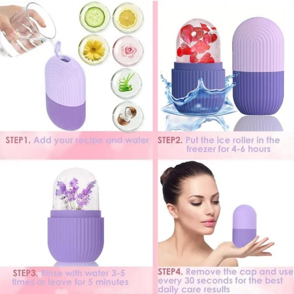 4pcs Ice Roller for Face Facial Roller Massager (De-Puff Eye Bags) Reusable Silicone Face/Neck Ice Mold for Naturally Skin Care