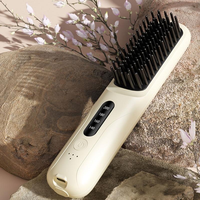 Portable Straightening Comb With Auto Shut Off Feature And Ceramic Coated Plates For Damage Free Hair Care