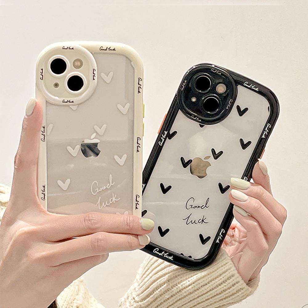 

Модный противоударный бампер с сердечком, милый прозрачный чехол для телефона для Iphone 14 13 12 11 Pro Max, милый мягкий силиконовый чехол на заднюю панель
