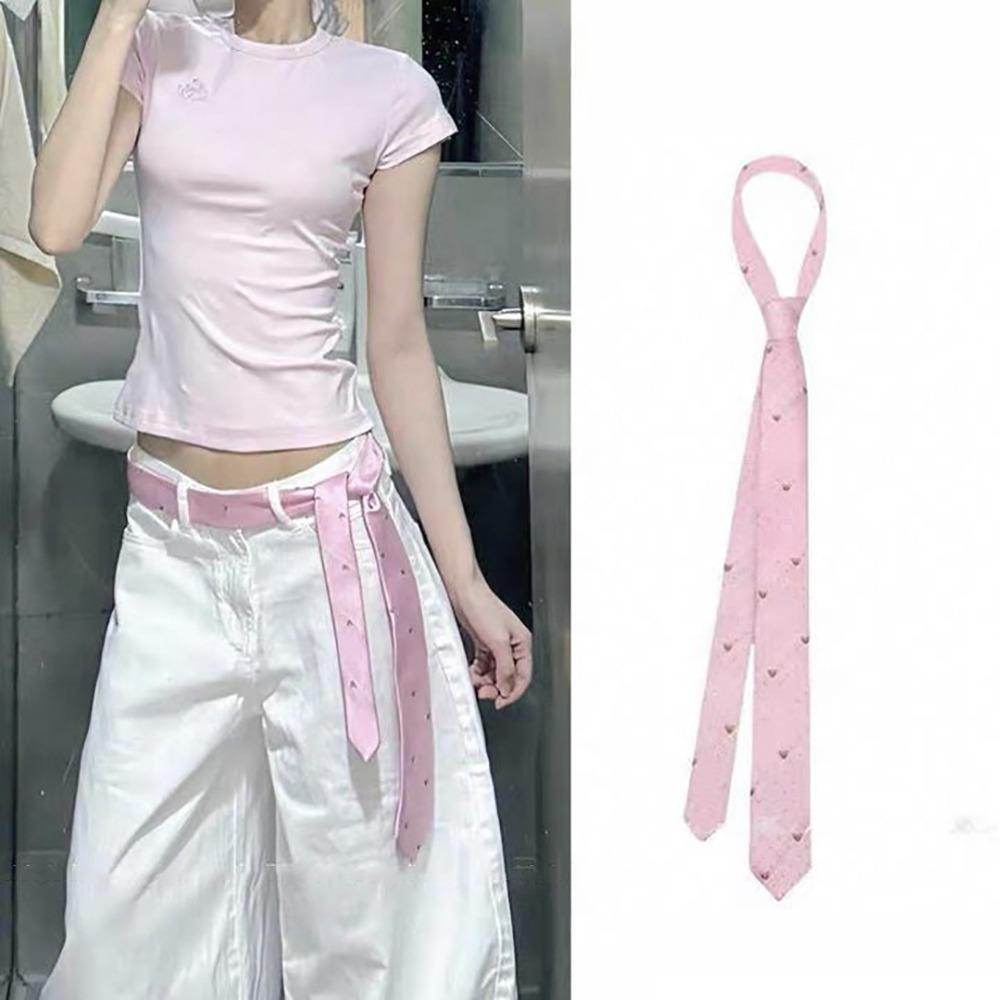 Long Skinny Necktie Scarf Decorative Accessory Striped Neck Tie Striped Waist Belt Women Men