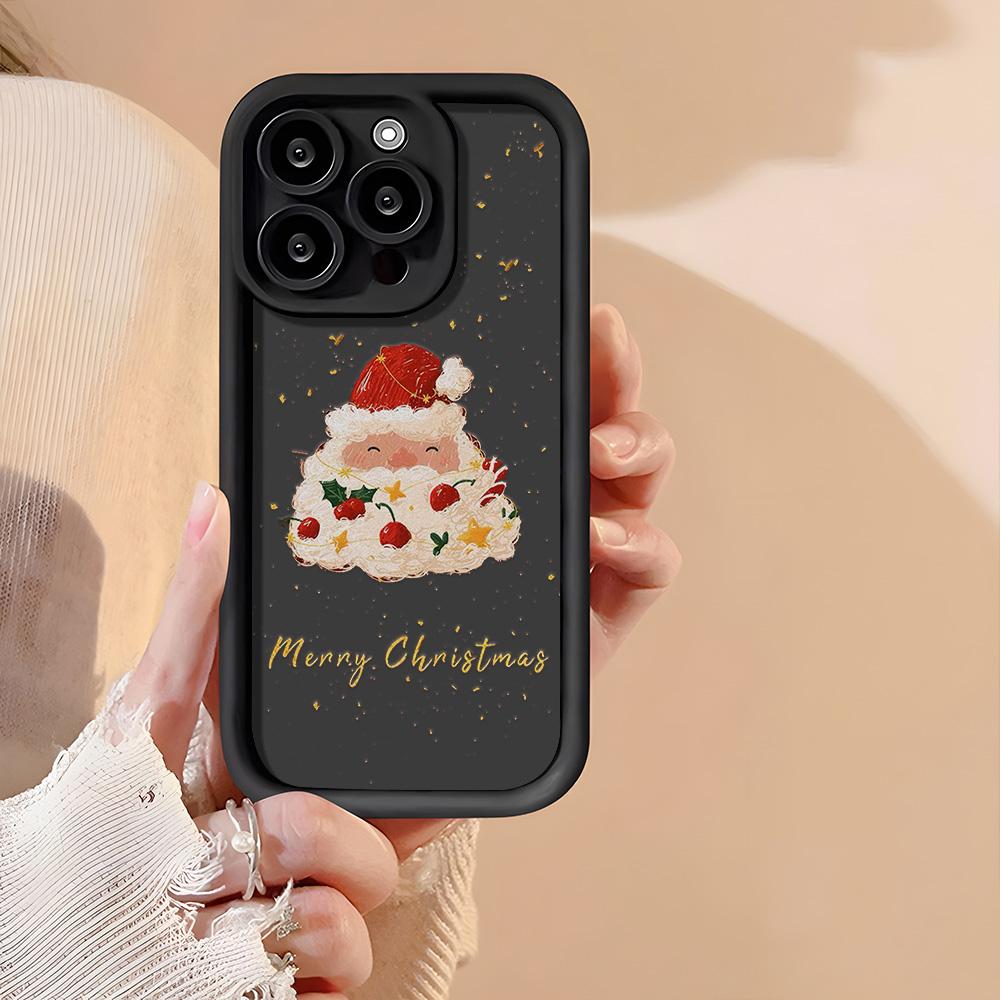 

Рождественский чехол для iPhone 11 13 12 14 15 16 Pro Max XR XS Samsung A15 A55 A05 Redmi 12 13C OPPO A16 A18 Reno 11 Vivo Y17S Y12 infinix note 40 Xiaomi Poco X6 5G чёрный