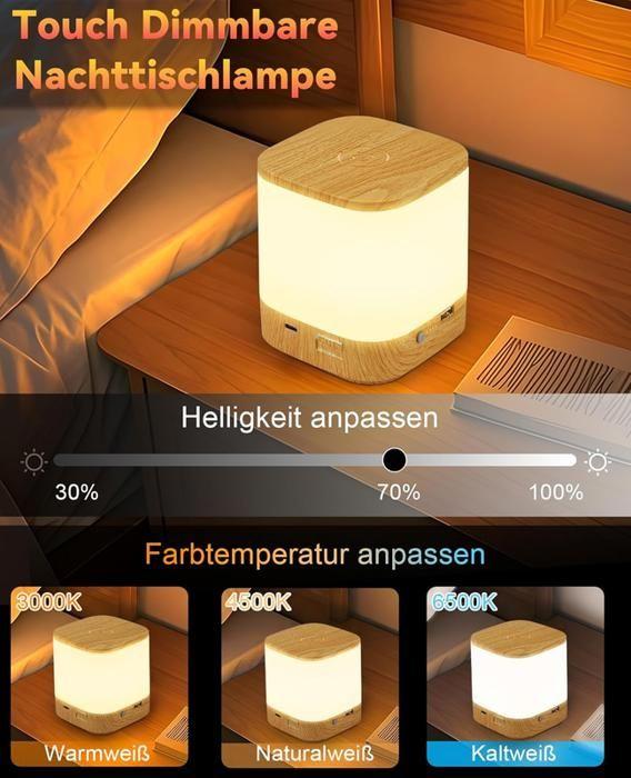 Lampe de table - NETTLIFE - Lampe LED tactile - Batterie 1800mAh - Rechargeable USB - 3 températures