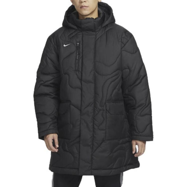 Nike Puffer Jackets Men's Black Hooded Non Detachable Moderate FB6337-010