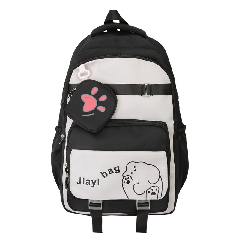 Cartoon Student Schoolbag Color Contrast Large Capacity Backpack with Coin Purse