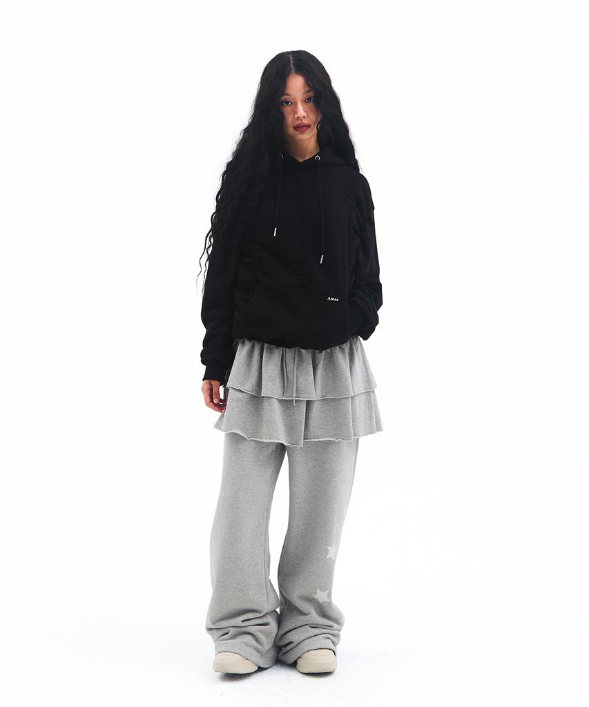 Shirring Hoodie Black