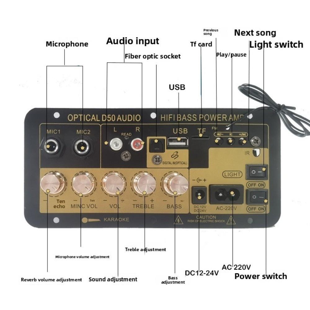 Dual Microphone Bluetooth Amplifier Multi-functional Stereo Amplifier Board Subwoofer Amplifier