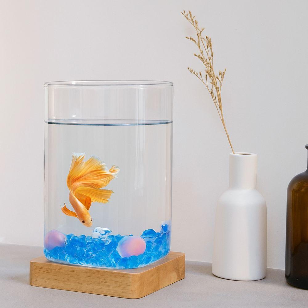 High Transparency Betta Fishtank Glass Ecological Tank Creative Goldfish Tank  Desktop Decoration