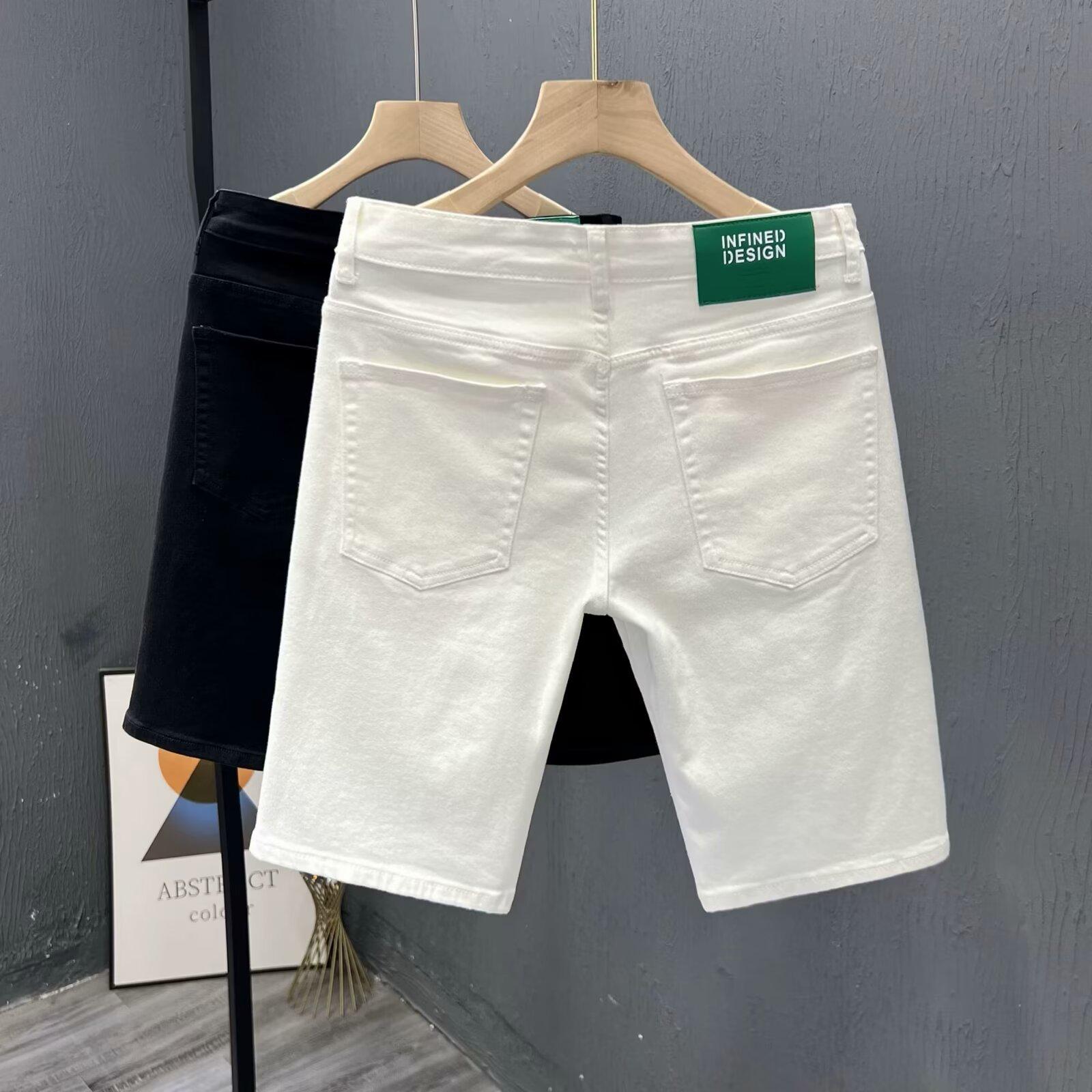 

Men s Summer White Casual Denim Shorts - Trendy, Loose-Fit, All-Match, Straight-Leg 31 білий