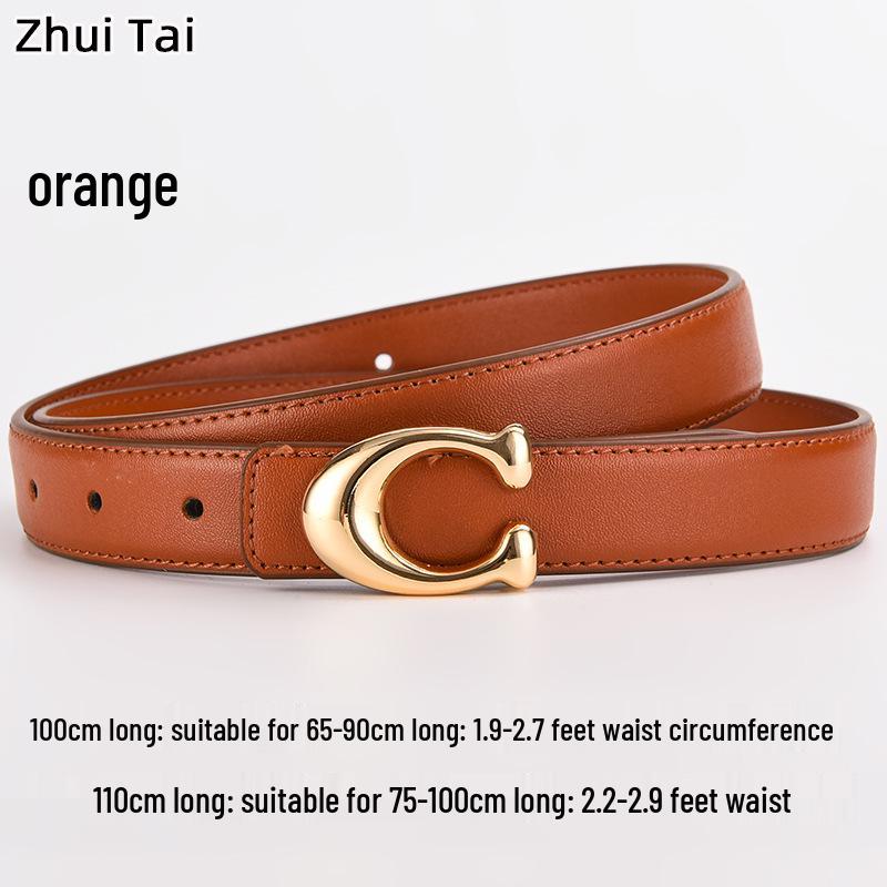 New Women's Smooth Buckle Belt - Alloy Fashion Letter Leather Waist Belt, Korean Style Trend
