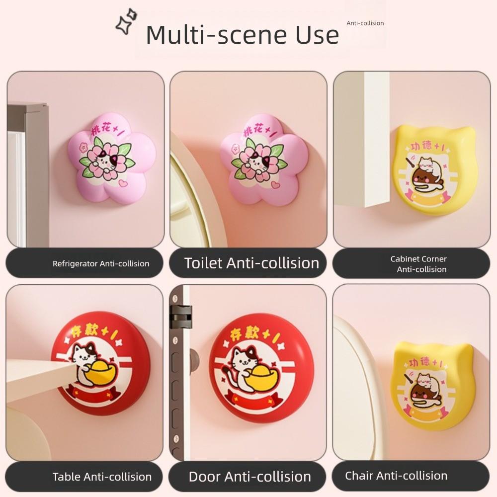 Cute PVC Door Stopper Cartoon Silent Doorknob Bumper Self-adhesive Anti-collision Furniture Anti-crash Pad for Home