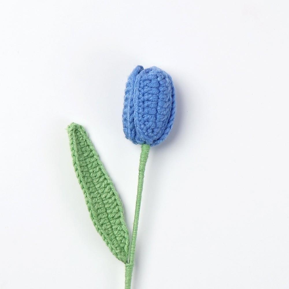 Hand-woven Knitted Tulips Flower Creative Finished Fake Flower Plants  Graduation Bouquet