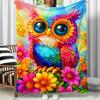 Colorful Owl Floral Fleece Blanket Cozy Bedroom Decor Soft Throw Blanket Animal Art Home Decoration Gift for Kids and Adults
