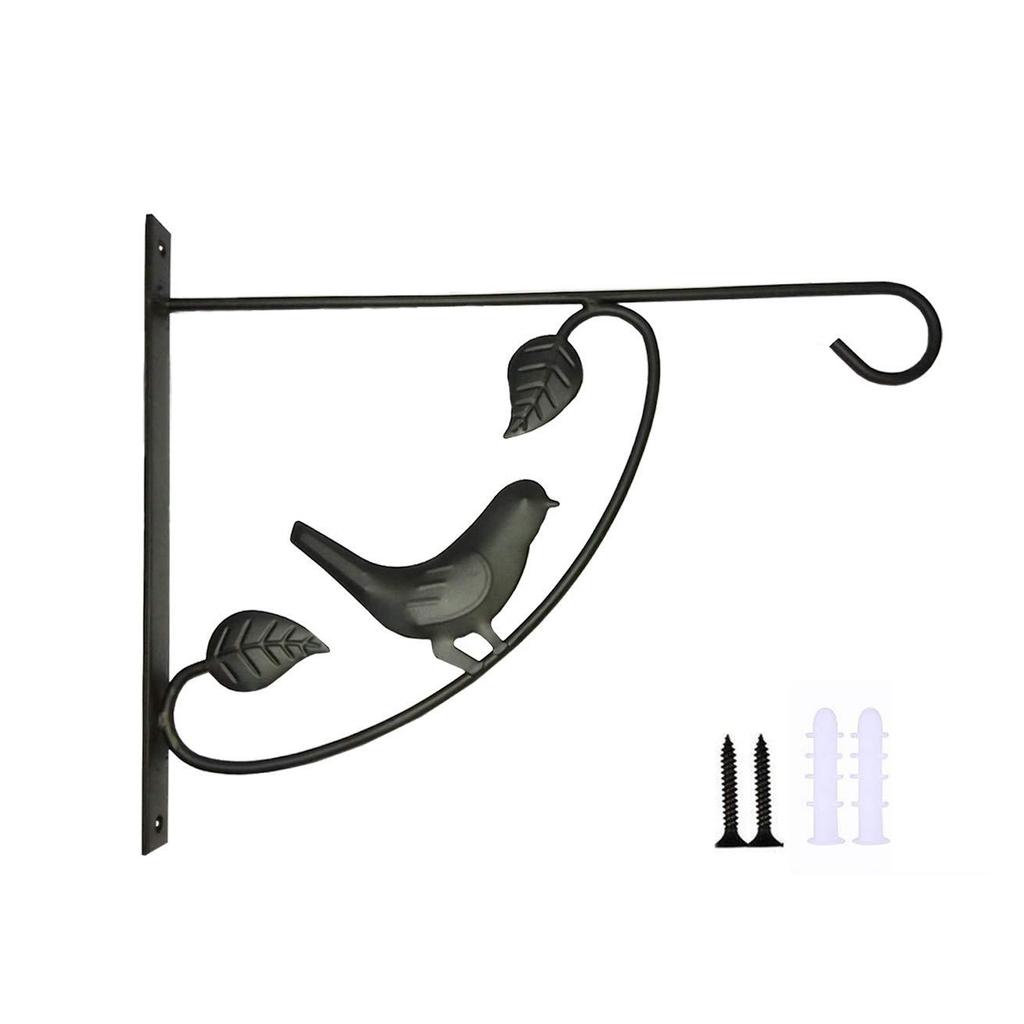 Iron Flower Basket Bracket Wall Mount Hook Stand 30x24cm with Screws