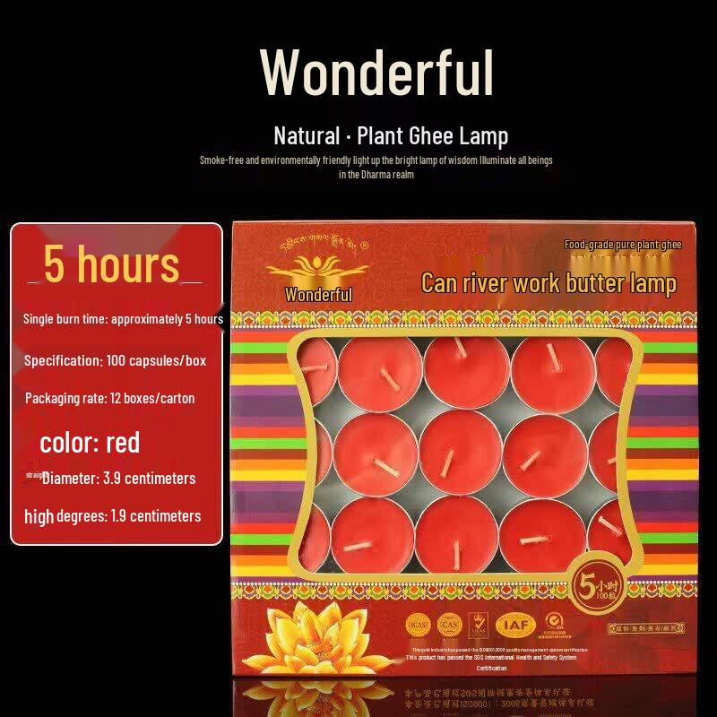 LIEI 4-Hour Pure Plant Ghee Candles for Buddhist Offerings