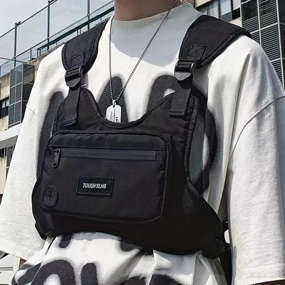 Bolsa de peito Rig masculina Hip Hop Streetwear grande capacidade bolsa de cintura para homens e mulheres